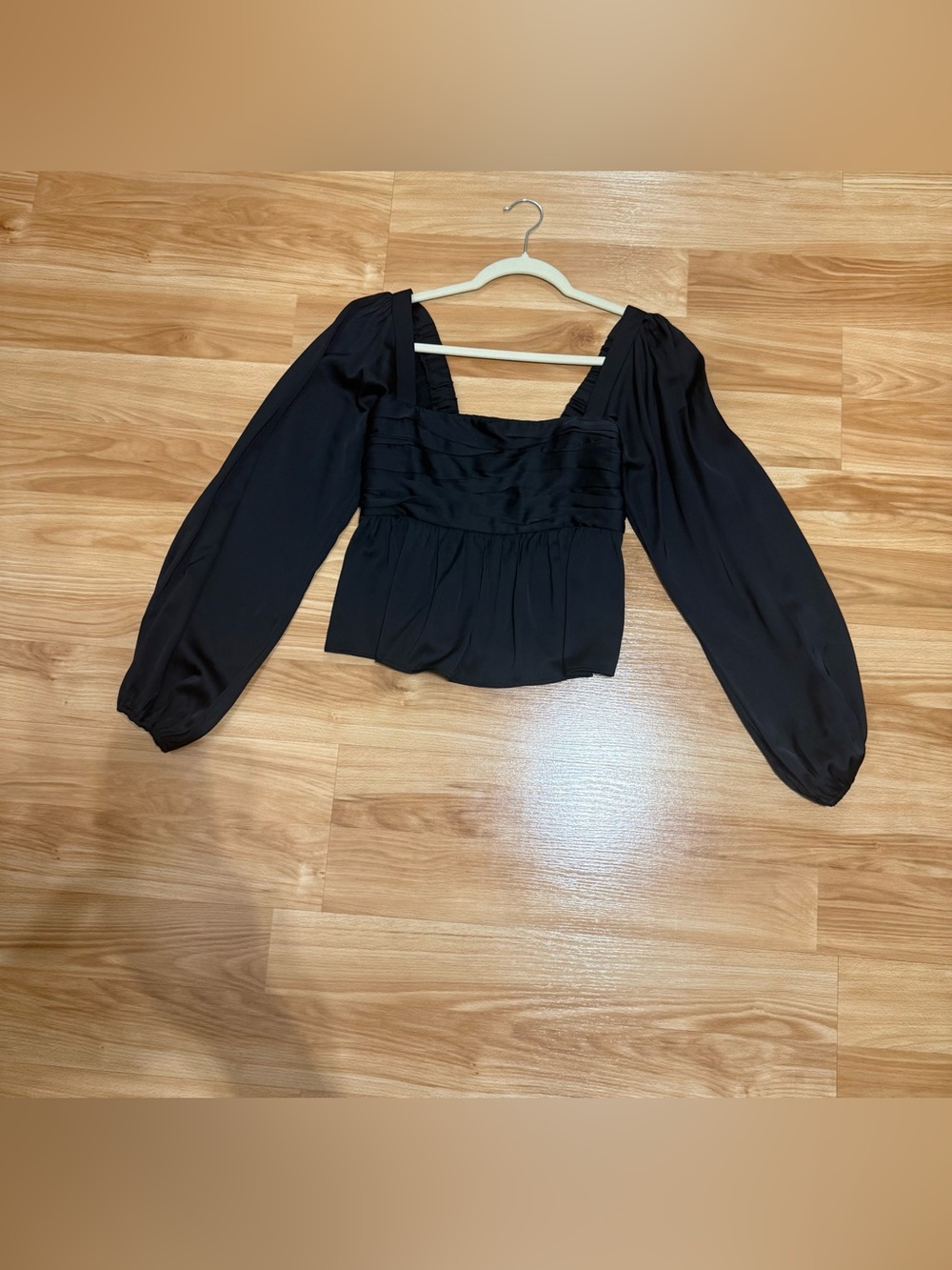 Abercrombie & Fitch Black Long Sleeve Square Neck Blouse